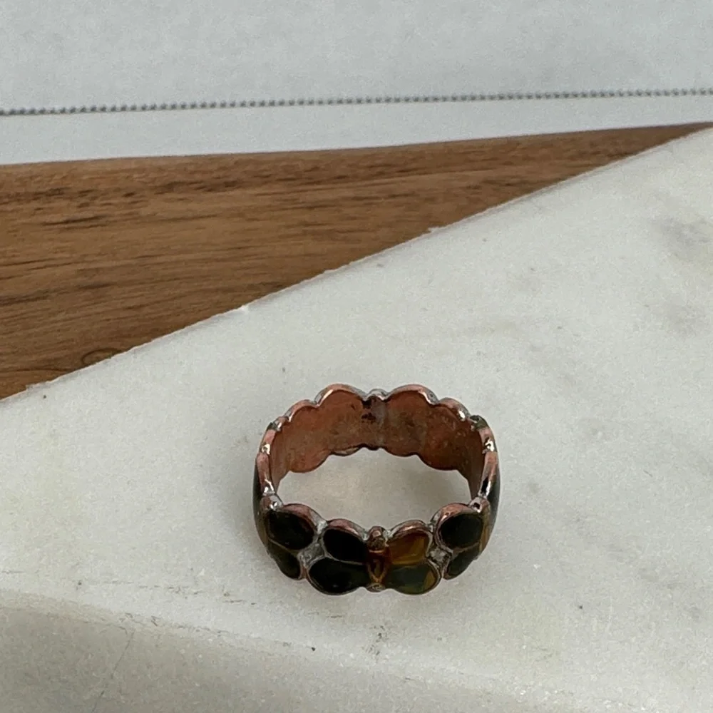 Vintage Estate Enamel Butterfly and Copper(?) Ring Sz 6 Lot D49 - Picture 3 of 10